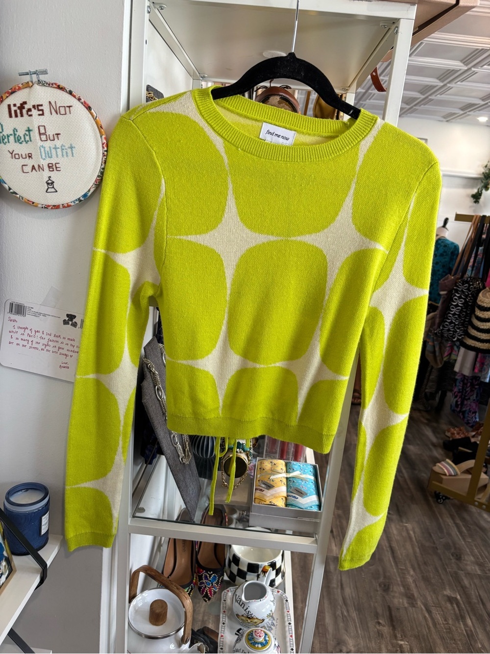 Chartreuse Geometric Crewneck Sweater by Find me now
